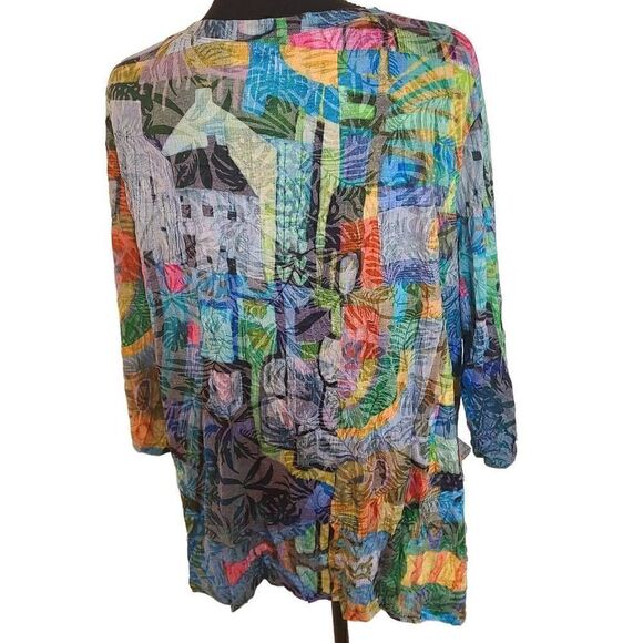 Grace & Joy Ophelia Multi Color Crinkle One Pocket Top Size M - Picture 4 of 14